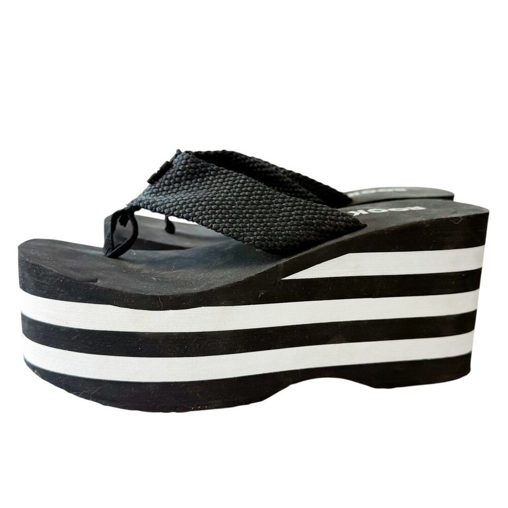 Vintage Rocket Dog Platform Flip Flops Women’s 9 Black White Y2K 90s Sandals